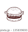 シンプルなハンバーガーのイラスト 135839693