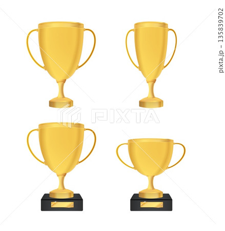 Winner cup isolated. Golden trophy on a transparent background. Vector illustration. Winner cup isolated. Golden trophy on a transparent background. Vector illustration. 135839702