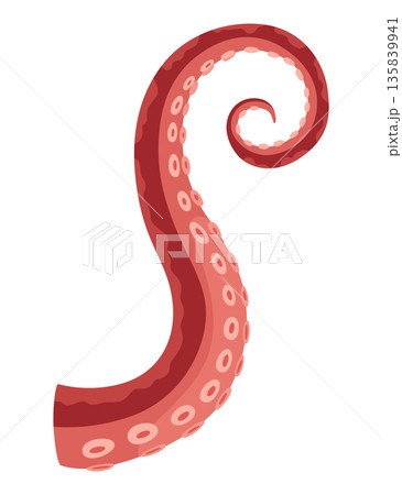 Octopus tentacles or sea squid icon. Spooky marine monster arm on white background. Vector cartoon underwater animal 135839941