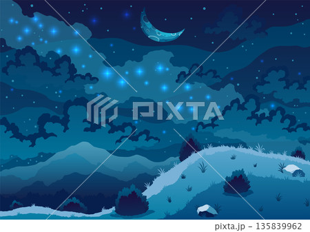 Space exploration, science discovery and astronomy studying. Against background of dark sky with stars. Night landscape 135839962