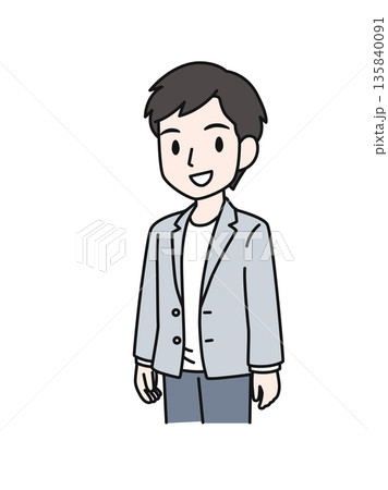 笑顔で微笑むカジュアルスタイルの男性のイラスト素材 笑顔で微笑むカジュアルスタイルの男性のイラスト素材 135840091