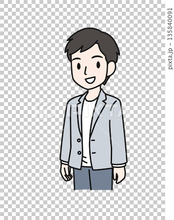 Illustration material of a smiling casual man 135840091