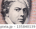Jens Juel's a closeup portrait from Danish money 135840139