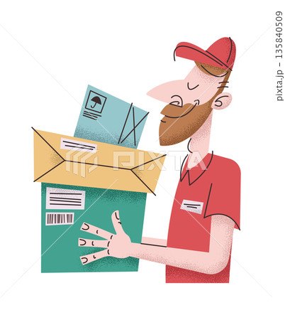 Professional postal courier male character 135840509