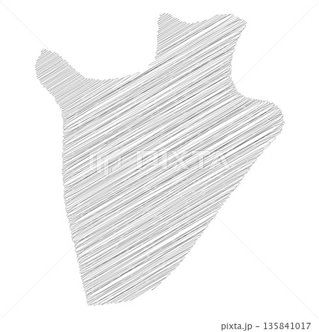 Burundi - pencil scribble sketch silhouette map of country area with dropped shadow. Simple flat vector illustration. Burundi - pencil scribble sketch silhouette map of country area with dropped shadow. Simple flat vector illustration. 135841017