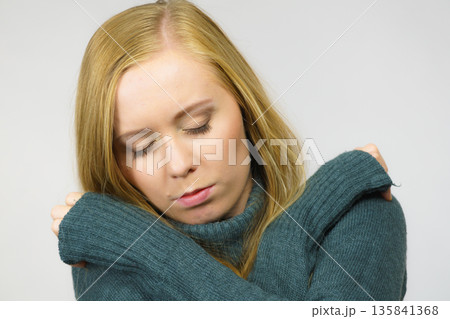 Sad unhappy young female Sad unhappy young female 135841368