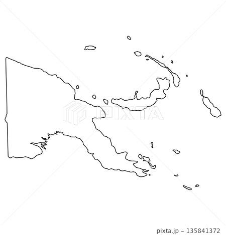 Black silhouette map of Papua New Guinea showing islands and borders clearly Black silhouette map of Papua New Guinea showing islands and borders clearly 135841372