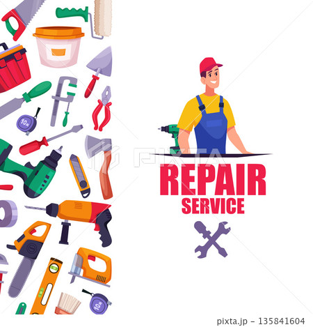 Repair service. concept background with vertical design illustrations repair work 135841604