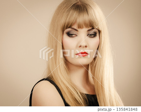 Angry dissatisfied elegant woman lady. 135841848