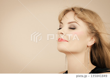 Charming elegant woman lady portrait. Charming elegant woman lady portrait. 135841849
