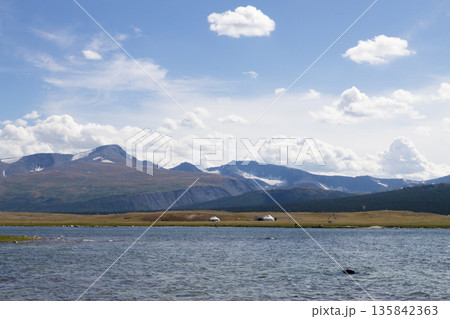 Khoton lake landscape, Altai, Mongolia, Tsengel district Khoton lake landscape, Altai, Mongolia, Tsengel district 135842363