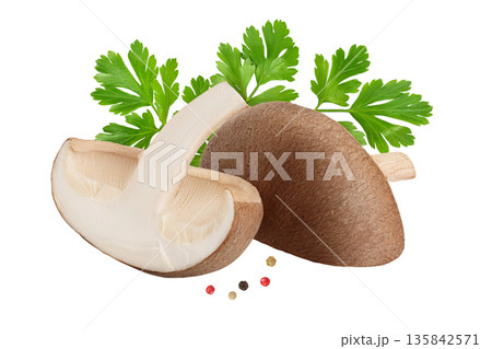 Fresh Shiitake mushroom isolated on white background with full depth of field. Fresh Shiitake mushroom isolated on white background with full depth of field. 135842571