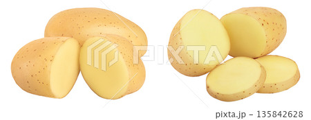 Young potato isolated on white background. Harvest new Young potato isolated on white background. Harvest new 135842628