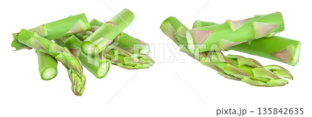Fresh cut sprouts of asparagus isolated on white background Fresh cut sprouts of asparagus isolated on white background 135842635