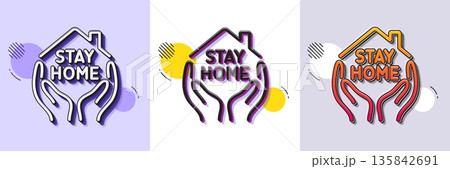 Stay home line icon. Halftone dotted pattern. Gradient icon with grain shadow. Coronavirus pandemic quarantine sign. Save lives symbol. Line stay home icon. Various designs. Vector Stay home line icon. Halftone dotted pattern. Gradient icon with grain shadow. Coronavirus pandemic quarantine sign. Save lives symbol. Line stay home icon. Various designs. Vector 135842691