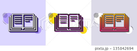 Book line icon. Halftone dotted pattern. Gradient icon with grain shadow. Education symbol. Instruction or E-learning sign. Line education icon. Various designs. Vector Book line icon. Halftone dotted pattern. Gradient icon with grain shadow. Education symbol. Instruction or E-learning sign. Line education icon. Various designs. Vector 135842694