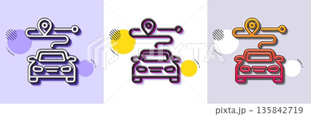 Journey line icon. Halftone dotted pattern. Gradient icon with grain shadow. Road path sign. Car route map symbol. Line journey icon. Various designs. Vector Journey line icon. Halftone dotted pattern. Gradient icon with grain shadow. Road path sign. Car route map symbol. Line journey icon. Various designs. Vector 135842719