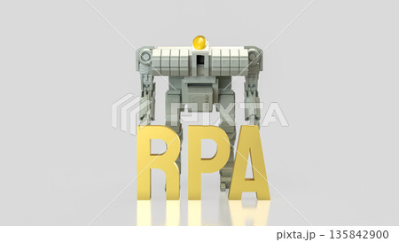 Robotic Process Automation Technology Concept with Industrial Robot 3d render. 135842900
