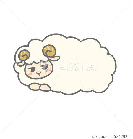羊が横になっているイラスト 羊が横になっているイラスト 135842923