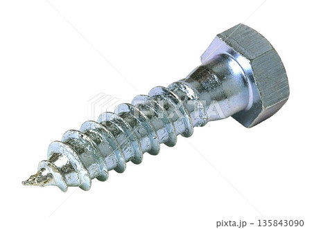 a Metal Wood Screw isolated on a white background 135843090