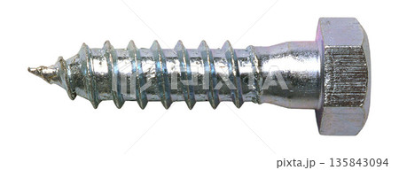 a Metal Wood Screw isolated on a white background 135843094