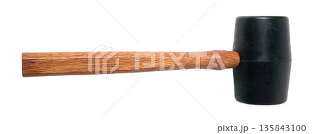 a Black Rubber Mallet with Wooden Handle 135843100