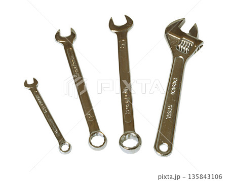 a Set of Chrome Combination Wrenches in Different Sizes 135843106
