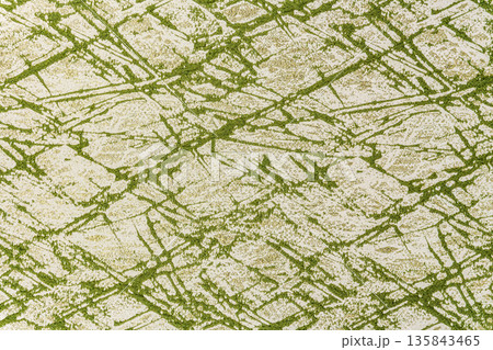 Off-white fabric with grass green chaotic lines and gold dust 135843465