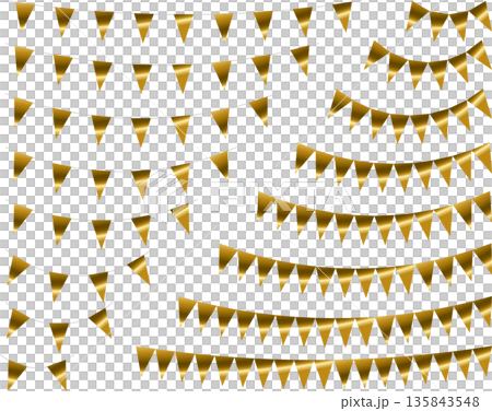 花環三角形，弧形，1個金色 135843548