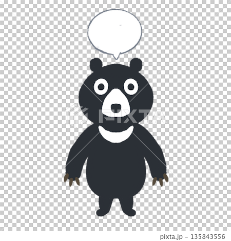 上に吹き出しがあるツキノワグマの立ち姿イラスト 注意喚起や見出しに使える動物素材 上に吹き出しがあるツキノワグマの立ち姿イラスト 注意喚起や見出しに使える動物素材 135843556