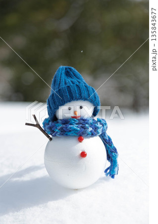 新雪と雪だるま 135843677