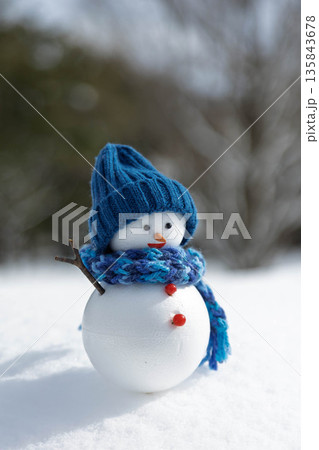新雪と雪だるま 135843678