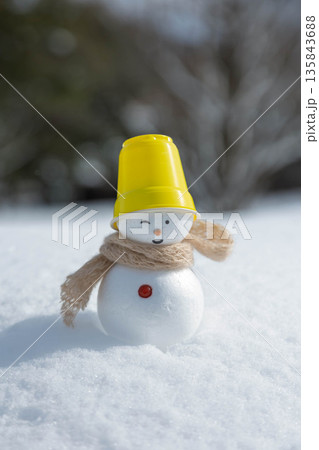 新雪と雪だるま 135843688
