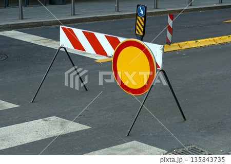 Traffic signs on road Traffic signs on road 135843735