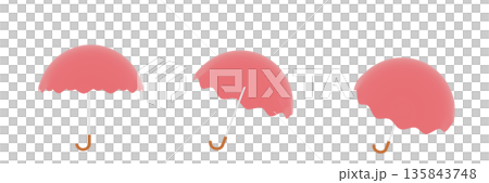 赤い傘のシンプルな3Dイラストセット 135843748