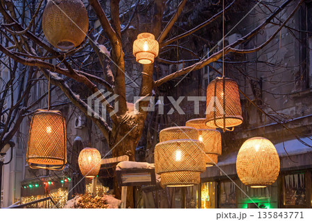 Lanterns hanging on street 135843771