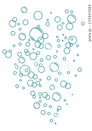 Fizzy Drink and blue Water Bubbles Line and Silhouette Icon Set. Soap, Sphere Foam, Clear Soda, Aquarium Drops Symbol Collection. Doodle style 135843884