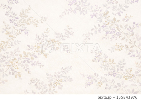 萩文様・淡色単色の金箔風和柄背景素材（横長） 135843976