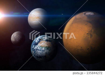 Mars, Earth, Venus, Mercury and Sun. Mars, Earth, Venus, Mercury and Sun. 135844272