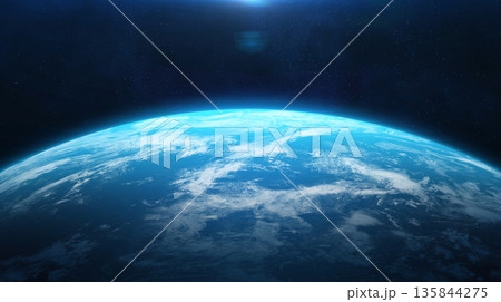 Earth in space. Exoplanet. Panorama. 135844275