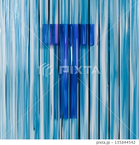 Blue reed glass font Letter T 3D Blue reed glass font Letter T 3D 135844542