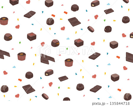 チョコレートのかわいいシームレスパターン チョコレートのかわいいシームレスパターン 135844718