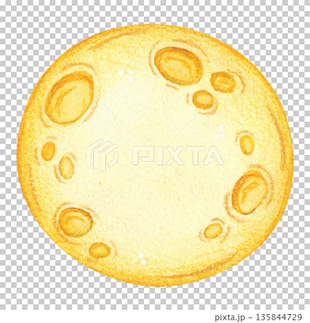 A round, full yellow moon. Hand-drawn watercolor illustration, cartoon. Design for scrapbooking, stickers, and cards. Night, astronomy, holiday, Mid-Autumn Day, Asia, full moon A round, full yellow moon. Hand-drawn watercolor illustration, cartoon. Design for scrapbooking, stickers, and cards. Night, astronomy, holiday, Mid-Autumn Day, Asia, full moon 135844729