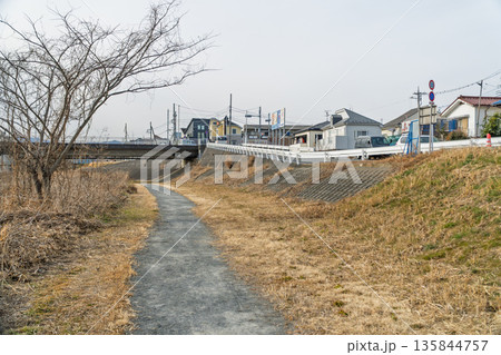 東京都の都市風景　住宅街の遊歩道 135844757