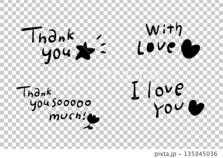 一組手繪英文訊息,表達感激和愛:謝謝你,我愛你 一組手繪英文訊息,表達感激和愛:謝謝你,我愛你 135845036