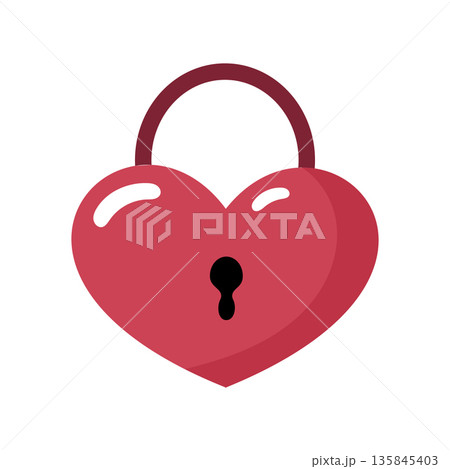 Heart-shaped padlock with keyhole. love, trust, and emotional security 135845403