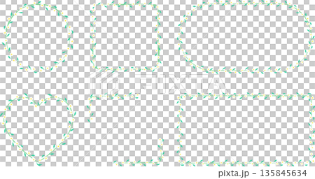 丸い花びらのシンプルな白い花が散りばめられたつる状のラフなフレームセット 135845634