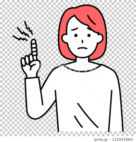 Young woman with injured finger 135845860