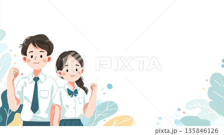 中学生 男女  教育イラスト 135846126