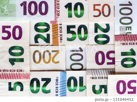 Different Euro bills money for background Different Euro bills money for background 135846452